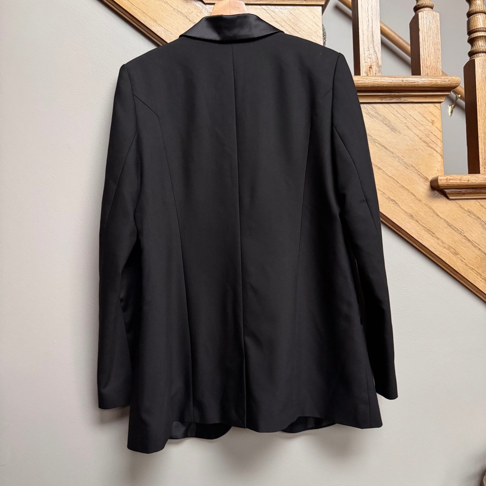 TROUVE Womens Black Tuxedo Blazer Jacket Satin Lapel One Button Sz L - Picture 3 of 8